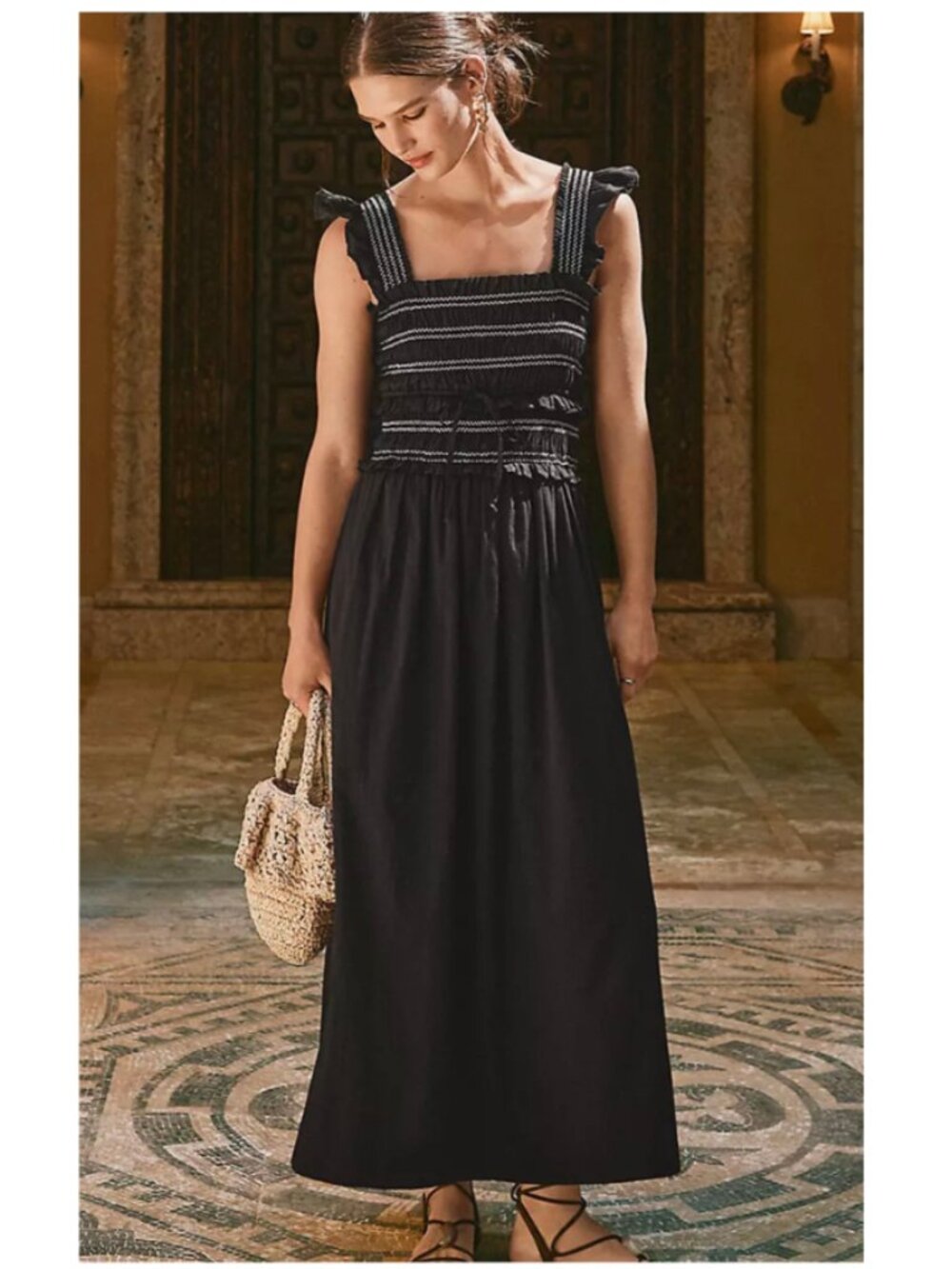 Loft Ruffle Strap Smocked Midi Dress XXSP Java #779901 Spg '26 / SOLD OUT